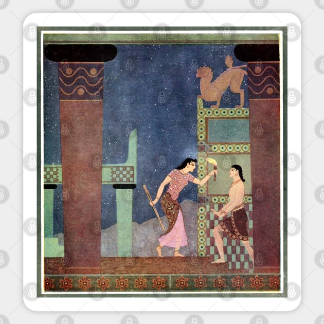 Ariadne and Theseus - Edmund Dulac, Tanglewood Tales Sticker by forgottenbeauty